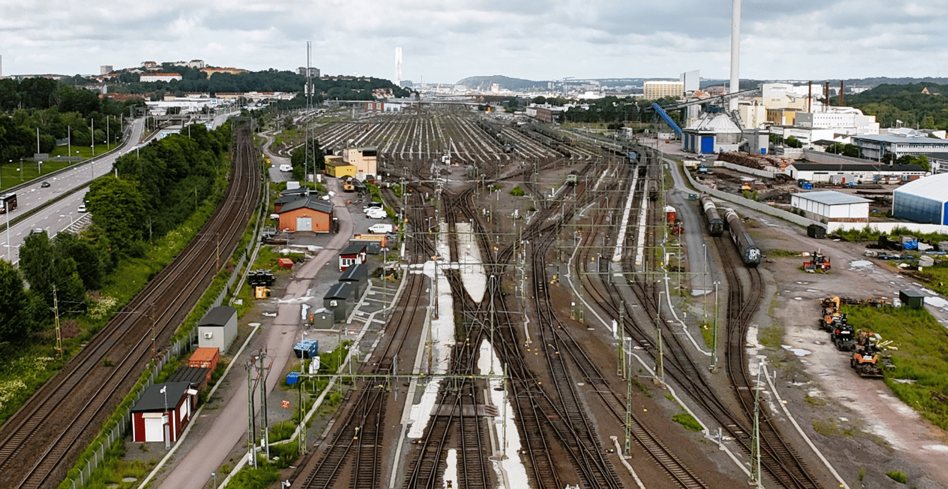 Drönarbild Sävenäs bangård